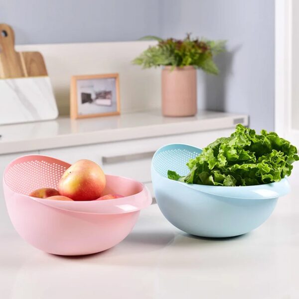 Plastic Rice Bowl / Food Strainer Thick Drain Basket for Rice, Vegetable & Fruit, Strainer Colander, Fruit Basket, Pasta Strainer, Washing Bowl (1 pc ) - Image 5