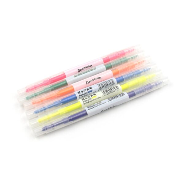 Dual-Headed Highlighter 6 Colors Double head Highlighter Pen, Perfect for Bible Study, Classroom and office for Children and Students (6 Pc Set) - Image 4