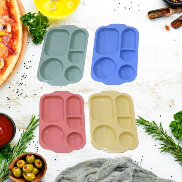 Divided Plates, 5 Compartments 32 CM Split Plates, Shatterproof Separating Plates For Kids And Adults, Microwave and Dishwasher Tableware Set, Multi-Colour, Modern (4 Pc Set) - Image 5