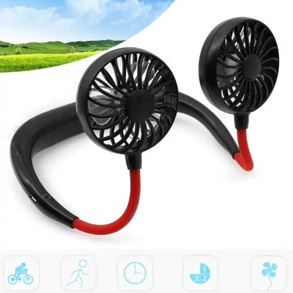 Hand Free Personal Fan - Portable USB Battery Rechargeable Mini Fan - Headphone Design Wearable Neckband Fan Necklance Fan Cooler Fan for Home, Sport, Camping, Beach, Travel, Office - Image 2