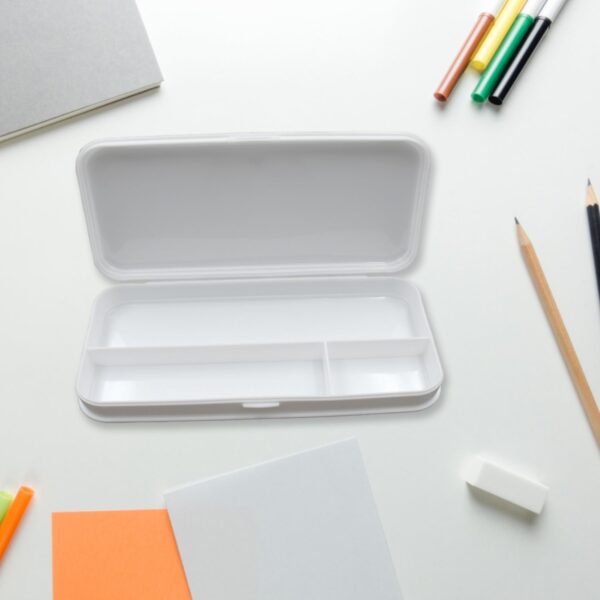 Multipurpose White Compass Pencil Box | 3-Compartment School Case | Ideal Birthday Gift for Kids - Image 5