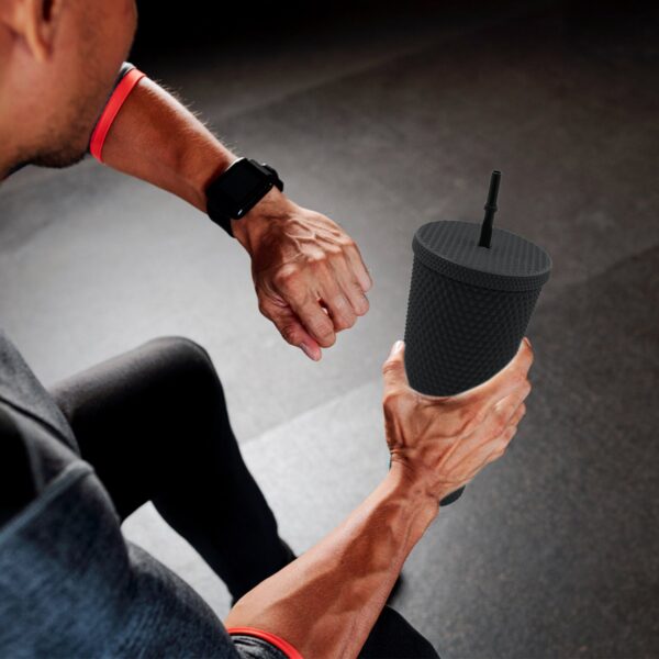 Reusable Studded Tumbler with Straw & Leak Proof Lid (1 Pc, Mix Colors) - Image 3