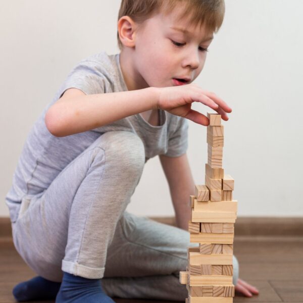 54 Pcs Blocks 4 Dices Wooden Tumbling Stacking Building - Image 5