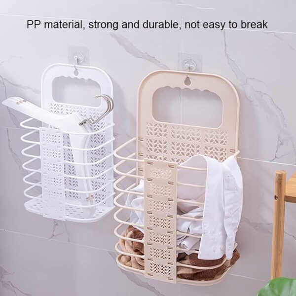 Wall Hanging Laundry Basket Clothes Hanger Dirty Hamper Clothes Storage Hook Clothes Rails for Laundry Washing Machine Bathroom Kids Dirty Clothes Storage Hanger (1 Pc) - Image 3