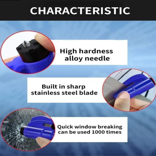2 in 1 Emergency Safety Cutter with Key Chain, Small Portable Handy Emergency Safely Glass Breaking & Seat Belt Cutting Keychain Tool - Image 5