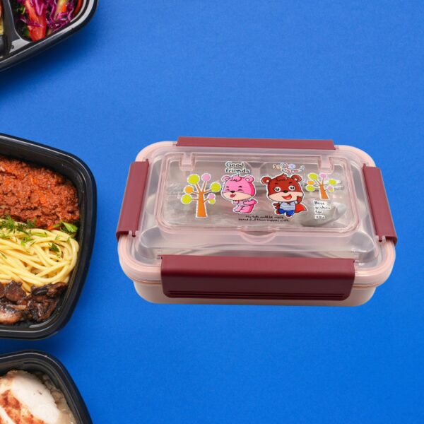 Food‑Safe Materials Kids Lunch Box With steel  Spoon & chopsticks Compartment is Designed Made of 304 Stainless Steel Easy to Clean for School for Camping for Work for Home, Office - Image 3