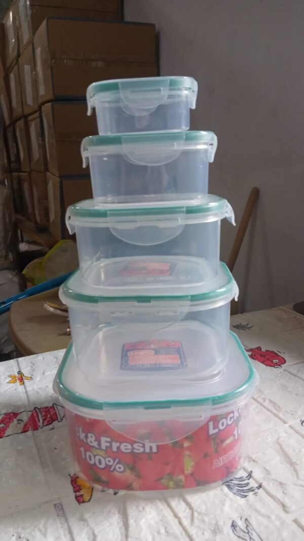 Kitchen Containers Set, Fridge Storage Boxes, Plastic Containers for Kitchen Organizer, Kitchen Accessories Items for Storage Organizer, Snap-Seal (lunch box/storage organizer) (5 Ps Set) - Image 7