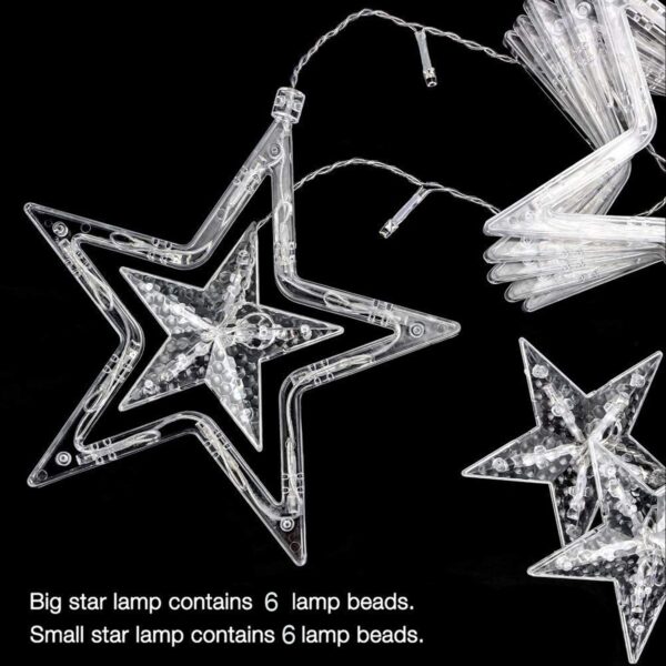 12 STARS CURTAIN STRING LIGHTS, WINDOW CURTAIN LIGHTS WITH 8 FLASHING MODES DECORATION FOR FESTIVALS - Image 7