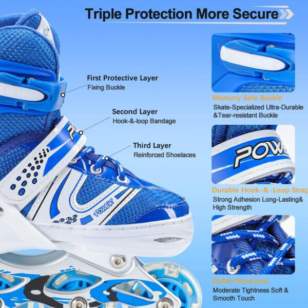 Inline Skates With Led Flashing Light Wheel With Adjustable Length Skate Premium High Quality Skates Pair (Roller Skate , Skating) - Image 7