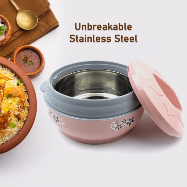 4500ml Insulated Casserole Box (Steel): Floral Print, Keeps Food Hot/Cold - Image 3