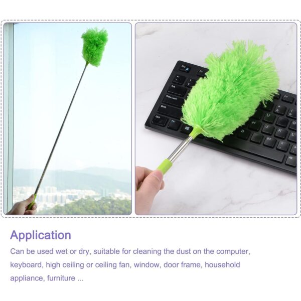 Adjustable Long Handle, Microfiber Duster for Cleaning, Microfiber Hand Duster Washable Microfiber Cleaning Tool Extendable Dusters for Cleaning Office, Car, Computer, Air Condition, Washable Duster - Image 3