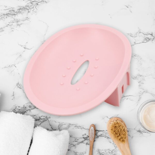 Wall Mounted 1 Layer Soap Holder with Hook Self Adhesive Plastic Soap Holder with Hook for Bathroom Kitchen Sink and Wash Basin (1 Pc) - Image 3