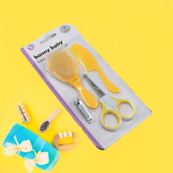 Born Baby Health Care Kit Baby Health Care And Grooming Kit 4 in 1 Nail Clipper Brush Comb Scissors Baby Safety Care Kit (4 Pcs Set) - Image 5