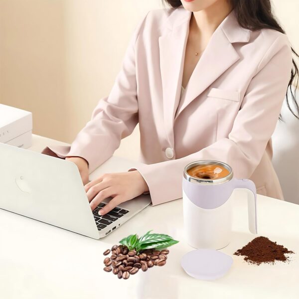 Stirring Coffee Mug | Magnetic Stirring Coffee Cup | Stainless Steel Mug for Milk | Travel Mixing Cup | Self Stirring Coffee Mug, Suitable for Coffee / Milk / Hot Chocolat | Battery Operated ( Battery Not Included) - Image 8