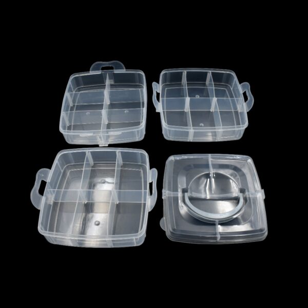 Versatile 18-Grid 3-Layer Transparent Plastic Organizer Box with Adjustable Dividers for Jewelry & Fishing Hooks - Image 4