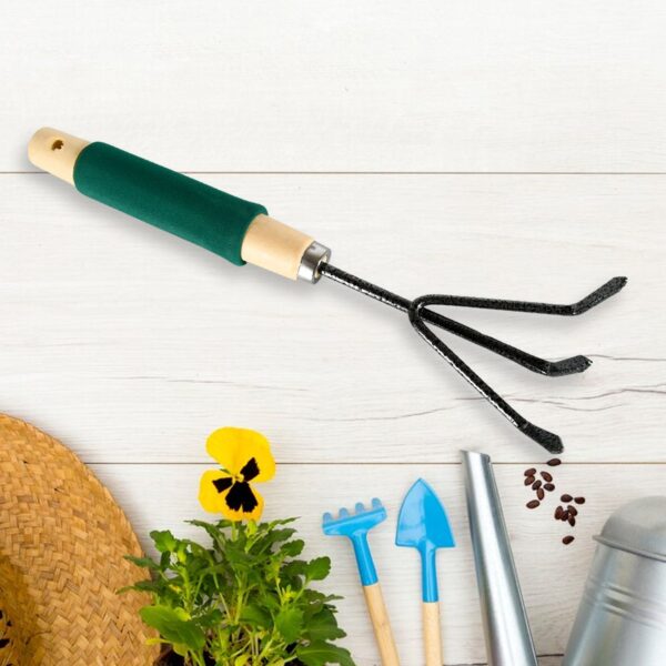 Gardening Tools - Hand Cultivator, Trowel, Heavy Duty with Ergonomic Wooden Handle for Transplanting and Digging (3 Pcs Set) - Image 4