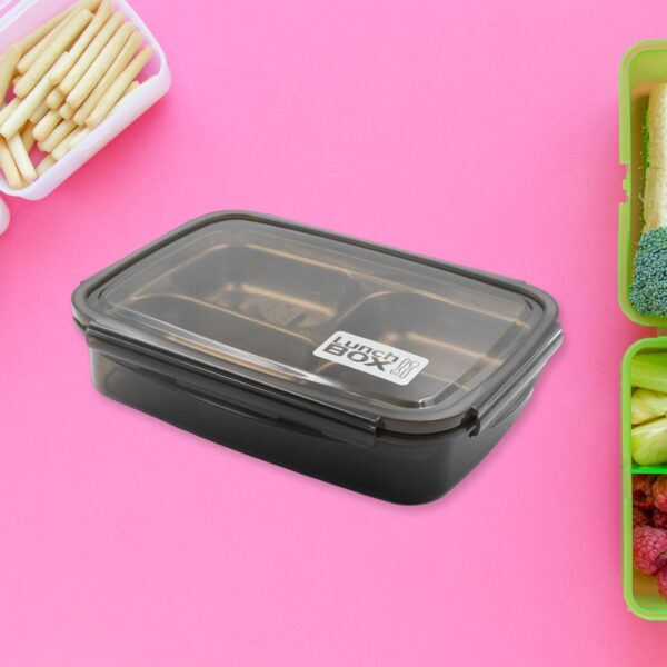 Black Transparent 4 Compartment Lunch Box for Kids and adults, Stainless Steel Lunch Box with 4 Compartments For Office, Travel, School, Home - Image 3