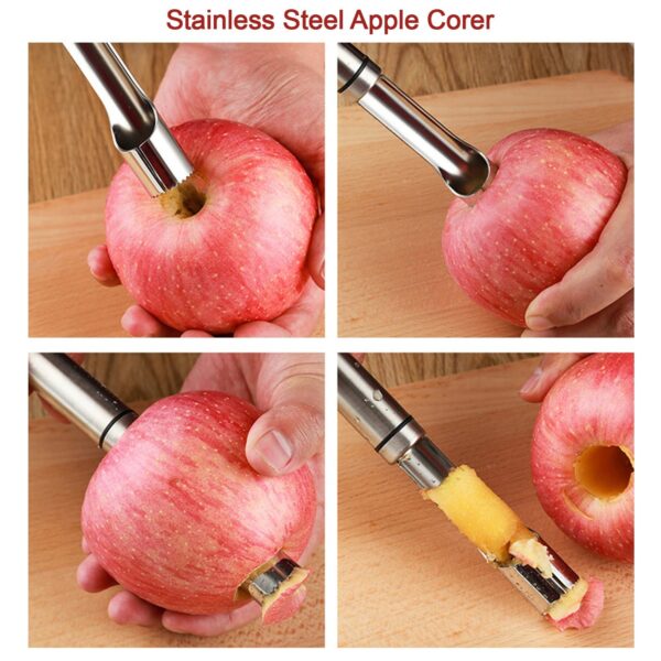 Fruit Core Stainless Steel Set, Core Remover for Apple and Pear, Kitchen Prep Tool Fruit Core Remover Tool with Soft Handle, Apple Corer Stainless Steel, Kitchen Gadget Dishwasher Safe - Image 6