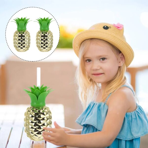 Plastic Pineapple Cups with Straw (1 Pc) - Party Favors, Hawaiian, Beach - Image 5