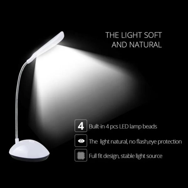 Fashion Wind LED Desk Light, LED Lamps Button Control, Portable Flexible Neck Eye-Caring Table Reading Lights for Reading / Relaxation / Bedtime - Image 3