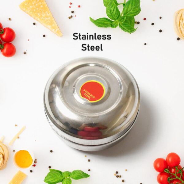 Multi-Purpose Stainless Steel Round Shape Tiffin Box - Small Gift For Baby Girl And Baby Boy For Office, School / Tuition / Picnic (big) - Image 4
