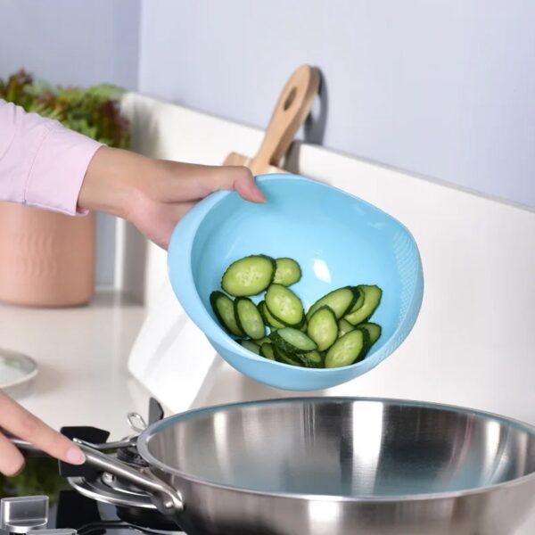 Plastic Rice Bowl / Food Strainer Thick Drain Basket for Rice, Vegetable & Fruit, Strainer Colander, Fruit Basket, Pasta Strainer, Washing Bowl (1 pc ) - Image 6