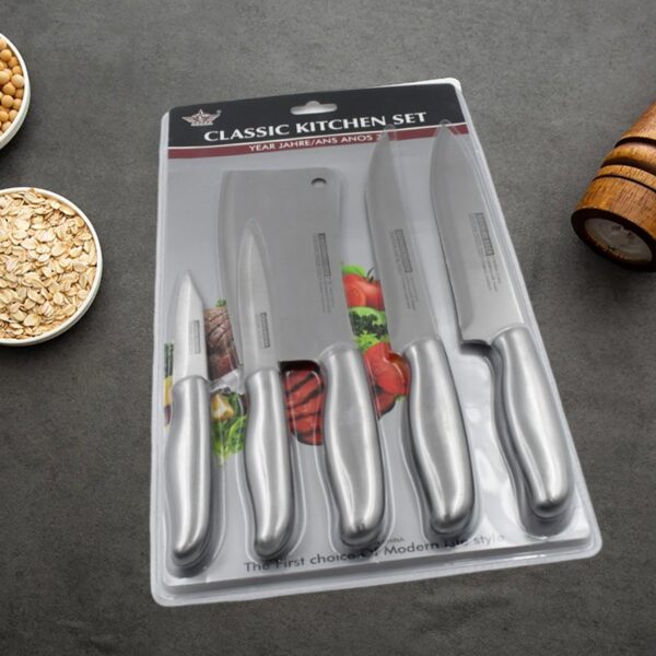Big Size Professional Sharp Durable Quality Pack of 5 Kitchen Knives Set Basic Kitchen Tools-Stainless Steel Kitchen Gadgets (5 Pc Set) - Image 7