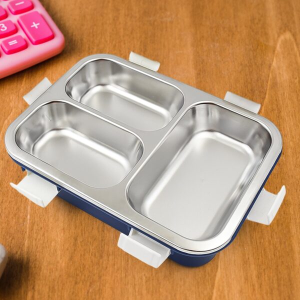 3 Compartment Transparent Stainless Steel Lunch Box for Kids, Tiffin Box, Lunch Box, Lunch Box for Kids, Insulated Lunch Box, Lunch Box for Office Women and Men, Stainless Steel Tiffin Box for Boys, Girls, School Office (Multi Color) - Image 6