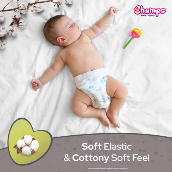 Baby Diaper High Absorbent Pant Diapers,  Champs Soft and Dry Baby Diaper Pants Xl  54 Pcs (Extra Large , XL54 Pieces) - Image 8