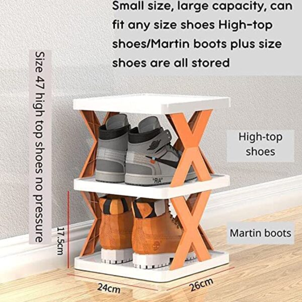 6 LAYER SHOE RACK DESIGN LIGHTWEIGHT ADJUSTABLE PLASTIC FOLDABLE SHOE CABINET STORAGE PORTABLE FOLDING SPACE SAVING SHOE ORGANIZER HOME AND OFFICE - Image 8