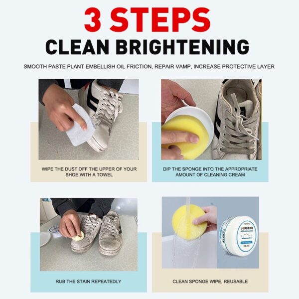 Stain Remover Cleansing Cream for Shoe Polish Sneaker Cleaning Kit Shoe Eraser Stain Remover White Rubber Sole Shoe Cleaner White Shoe Cleaning Cream Stain Remover (260 Gm) - Image 5
