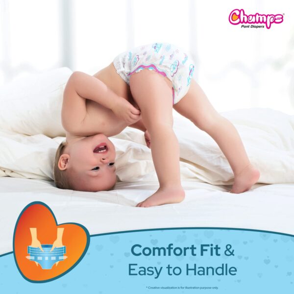 Champs Soft and Dry Baby Diaper Pants 74 Pcs (Medium Size M74) - Image 9