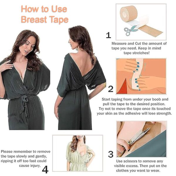 Boob Tape with Nipple Covers: Cotton, Breathable, Lift & Support (5m, 10 Pairs) - Image 6