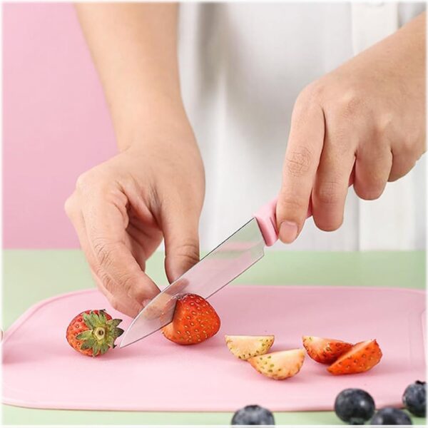 Mini Travel Cutting Board Set, 4 Pcs Portable Mini Camping Plastic Cutting Board & Knife, Fruits & Vegetable Peeler Scissors, Kitchen Knives Set, for travel, picnic, camping, outdoor, park (4 Pc Set) - Image 3