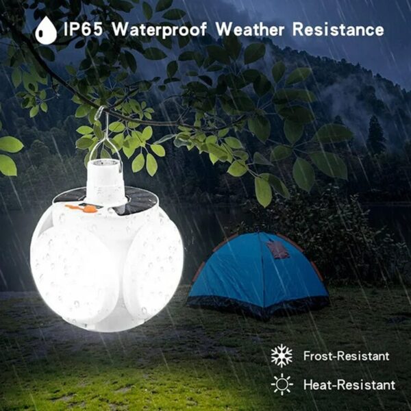 Solar Multi-Functional Emergency LED Light Bulb with USB Charging, LED camping lamp, camping lamp, USB rechargeable, 5 brightness light modes, foldable camping light, SOS IP65 waterproof camping light, blackout emergency equipment, camping gadgets - Image 5