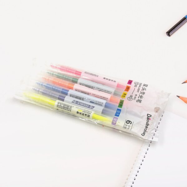 Dual-Headed Highlighter 6 Colors Double head Highlighter Pen, Perfect for Bible Study, Classroom and office for Children and Students (6 Pc Set) - Image 2