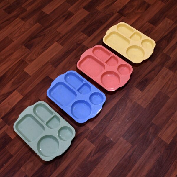 Divided Plates, 5 Compartments 32 CM Split Plates, Shatterproof Separating Plates For Kids And Adults, Microwave and Dishwasher Tableware Set, Multi-Colour, Modern (4 Pc Set) - Image 6