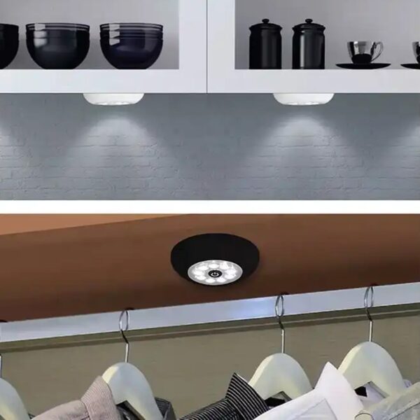 9 LED Touch Light Closet Light Battery Powered Stick-on Anywhere Puck Lights with New Strong Adhesive for Cabinet, Stair, Bedroom, Kitchen Night Light Stick Tap Night ( Battery Not Included / 1 Pc ) - Image 3