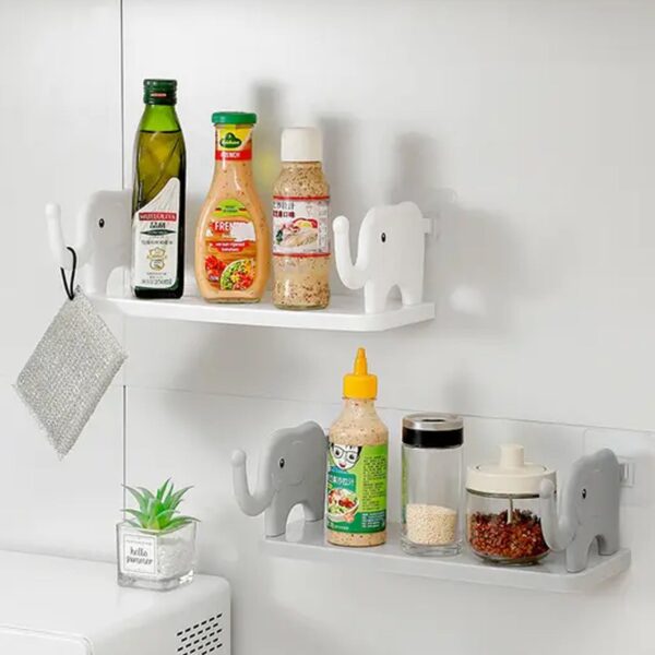 MULTIFUNCTIONAL  ELEPHANT SHAPED STORAGE SHELF, NO PUNCHING WALL MOUNTED MINI STORAGE RACK, CREATIVE CUTE ELEPHANT SHELF ORGANIZER FOR KITCHEN BATHROOM BEDROOM STUDY - Image 7