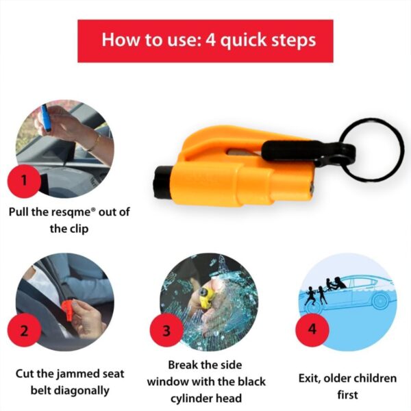 2 in 1 Emergency Safety Cutter with Key Chain, Small Portable Handy Emergency Safely Glass Breaking & Seat Belt Cutting Keychain Tool - Image 2