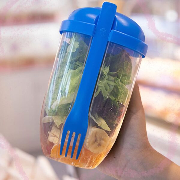 Fruit and Vegetable Salad Cups Easy Clean Salad Mixing Cup for Business People for Business Travel (1Pc) - Image 2