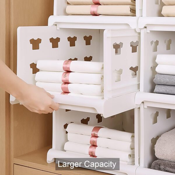 3 Layer Stackable Multifunctional Storage,for Clothes Foldable Drawer Shelf Basket Utility Cart Rack Storage Organizer Cart for Kitchen, Pantry Closet, Bedroom, Bathroom, Laundry(3 Layer 1 Pc) - Image 6