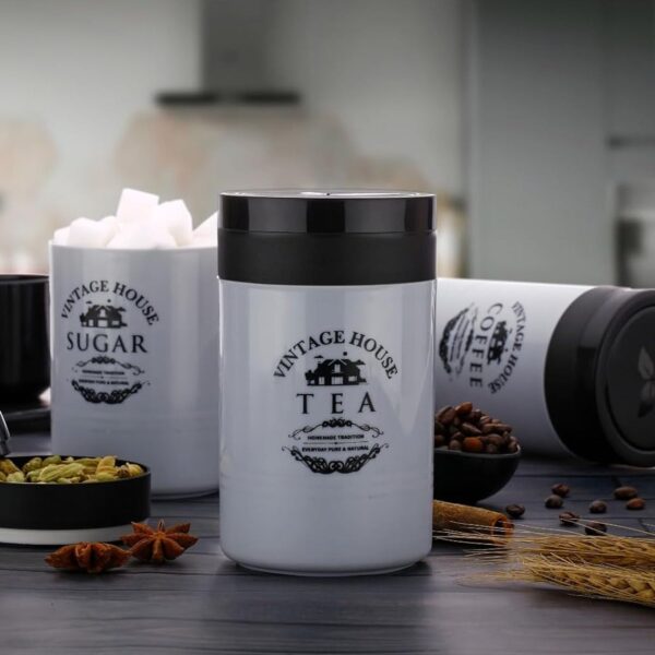 Accurate Seal Tea Sugar Coffee Container - 3 Pcs Plastic Damru Shaped Tea, Coffee, Sugar Canisters Jar, New Airtight Food Seal Containers for Salt, Dry Fruit, Grocery Multicolor (3 Pcs Set) - Image 3