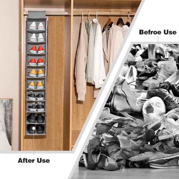 10 Tier Multipurpose Storage Rack, Foldable, Collapsible Fabric Wardrobe Organiser for Clothes - Image 3