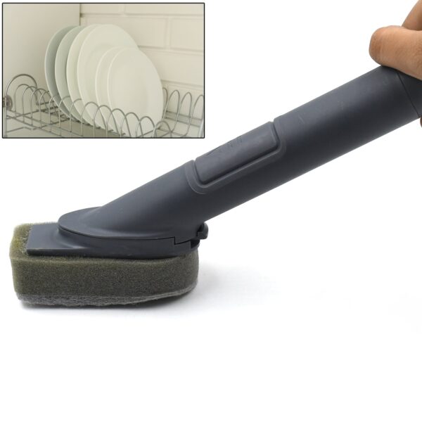 Cleaning Brushes Set, Scrub Brush Bathroom Brush, Long Handle Liquid Dispenser Pot Washing Brush - Image 6
