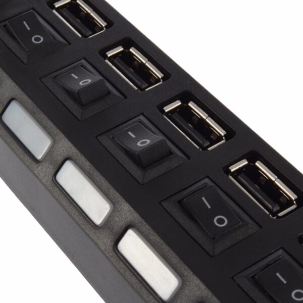 USB Splitter Multi Port USB 2.0 Hub, 7 Port with Independent On/Off Switch and LED Indicators USB A Port Data Hub, Suitable for PC Computer Keyboard Laptop Mobile HDD, Flash Drive  Etc - Image 6