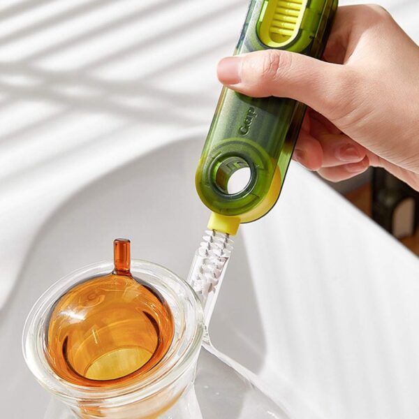 3in1 Multifunctional Cleaning Brush, Bottle Cleaning Brush, Cup Cleaner Brush, for Bottle Cup Cover Lid Home Kitchen Cleaning Tool (1 Pc / Mix Color) - Image 5