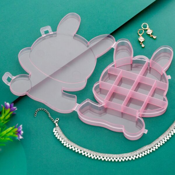 Transparent Cartoon Bear Clear Plastic Storage Box Jewelry Organizer Holder Cabinets For Small objects (1 Pc Mix Color) - Image 3