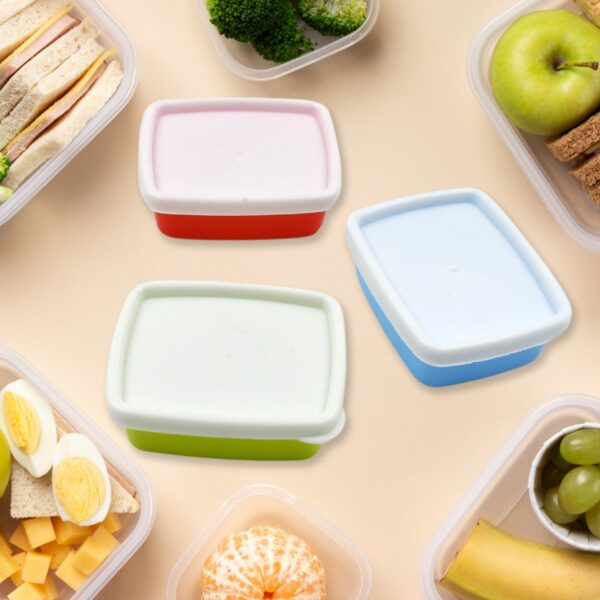 Plastic Airtight Containers Set, Small Plastic Container Set, Rectangular Plastic Food, Pickle, Fridge Containers Multicolor Kitchen Storage Container (3 Pcs Set) - Image 6