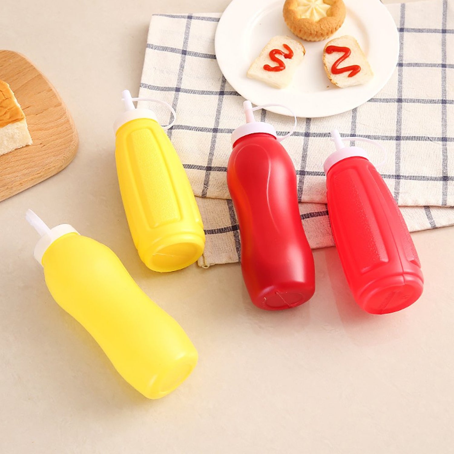 Plastic Squeeze Bottle Ketchup Mustard Honey Sauce Dispenser Bottle ( 2 Pc Set ) - Image 3